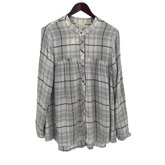 Cloth & Stone Anthropologie gray plaid tunic shirt size medium NWT - Picture 1 of 9